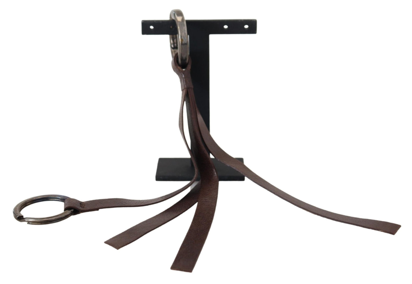 Costume National Schlüsselanhänger aus braunem Leder und silberfarbenem Metall