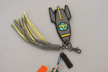 MSGM Mehrfarbiger Schlüsselanhänger mit Raketenschiff, silberfarben