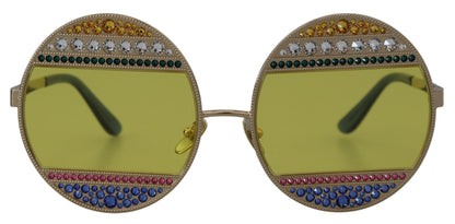 Dolce &amp; Gabbana – DG2209B – Sonnenbrille mit ovalen Metallkristallen in Gold