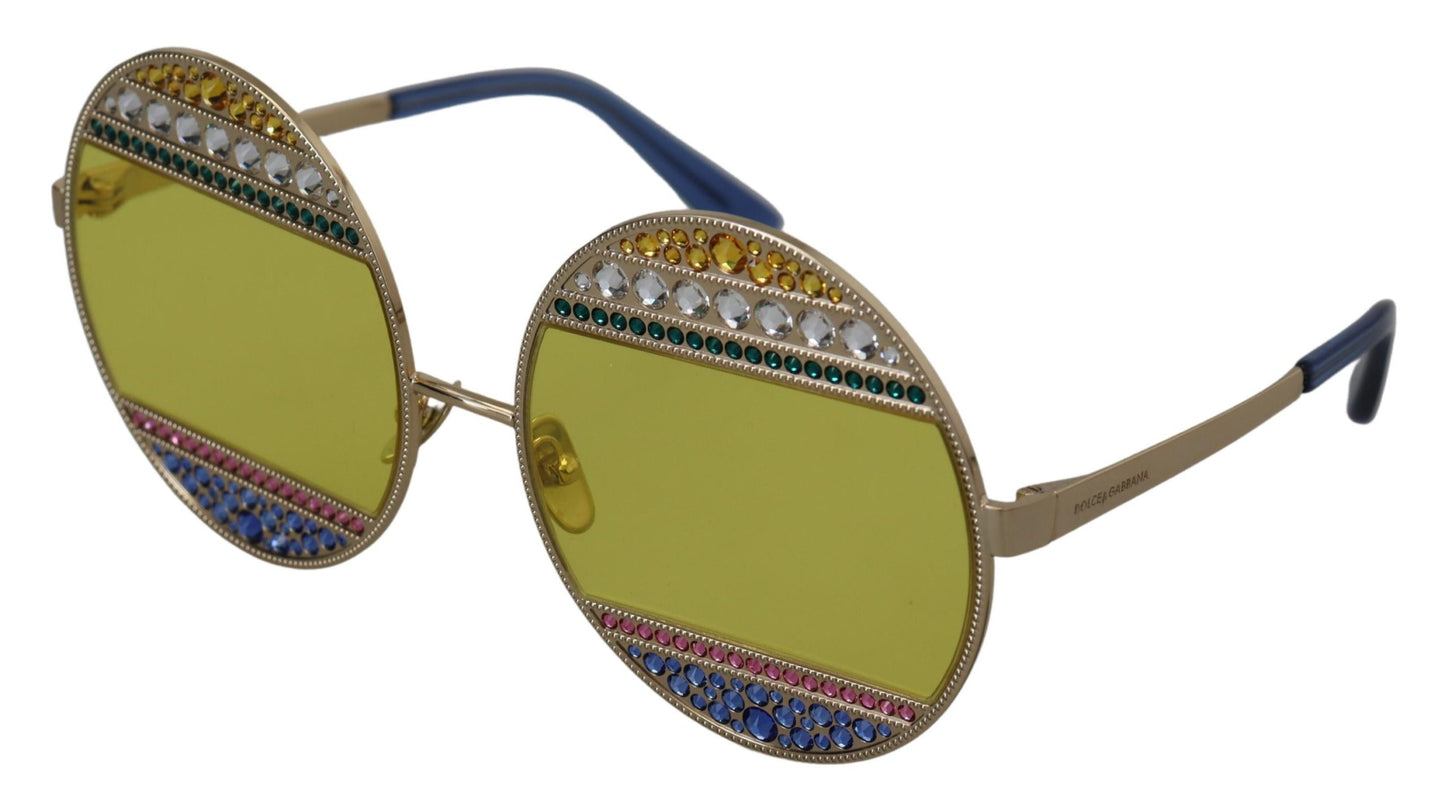 Dolce &amp; Gabbana – DG2209B – Sonnenbrille mit ovalen Metallkristallen in Gold