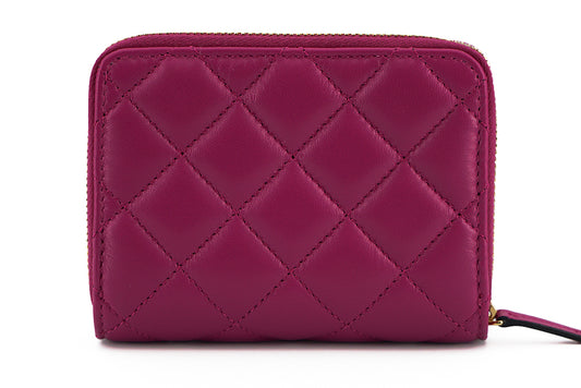 Versace – Elegante, violette Brieftasche aus gestepptem Leder