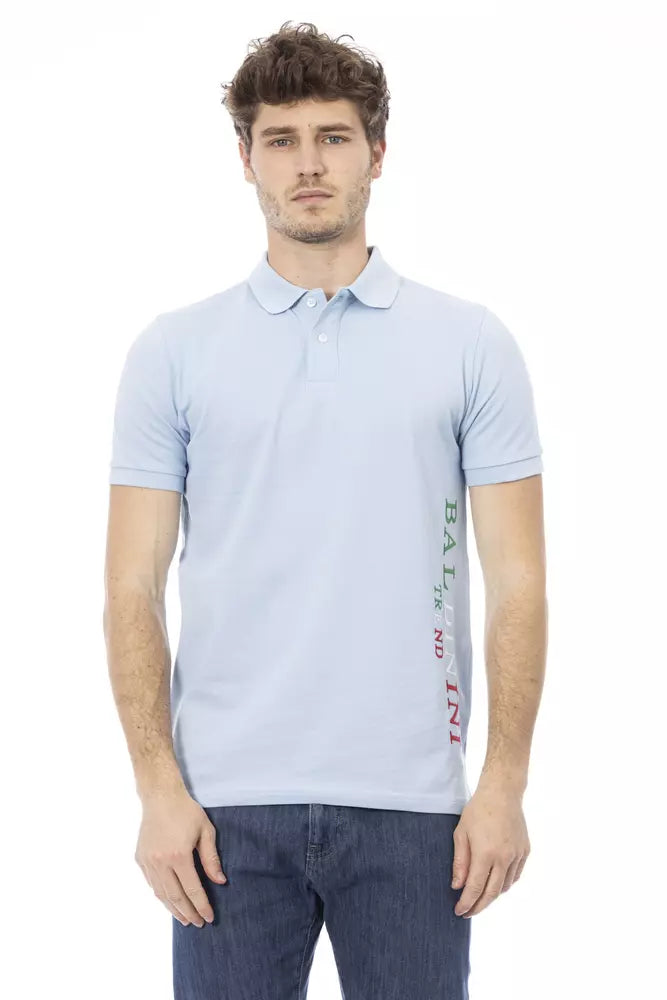 Baldinini Trend Hellblaues Herren-Poloshirt aus Baumwolle