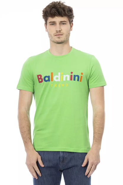 Baldinini Trend Grünes Herren-T-Shirt aus Baumwolle