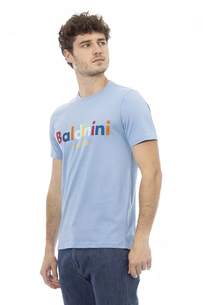 Baldinini Trend Hellblaues Herren-T-Shirt aus Baumwolle