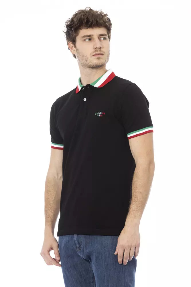 Baldinini Trend Schwarzes Herren-Poloshirt aus Baumwolle