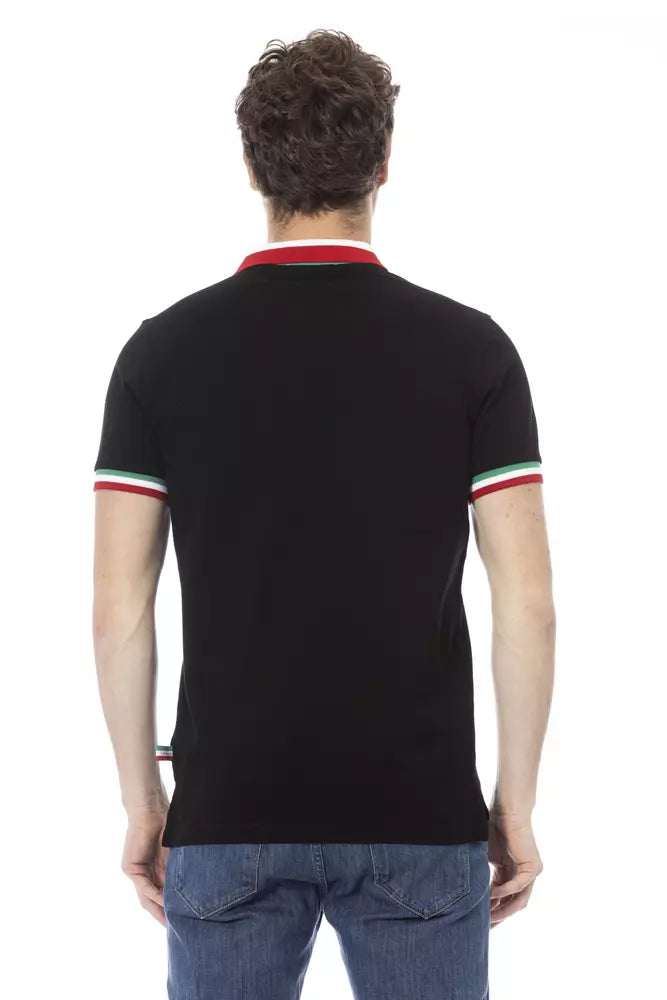 Baldinini Trend Schwarzes Herren-Poloshirt aus Baumwolle