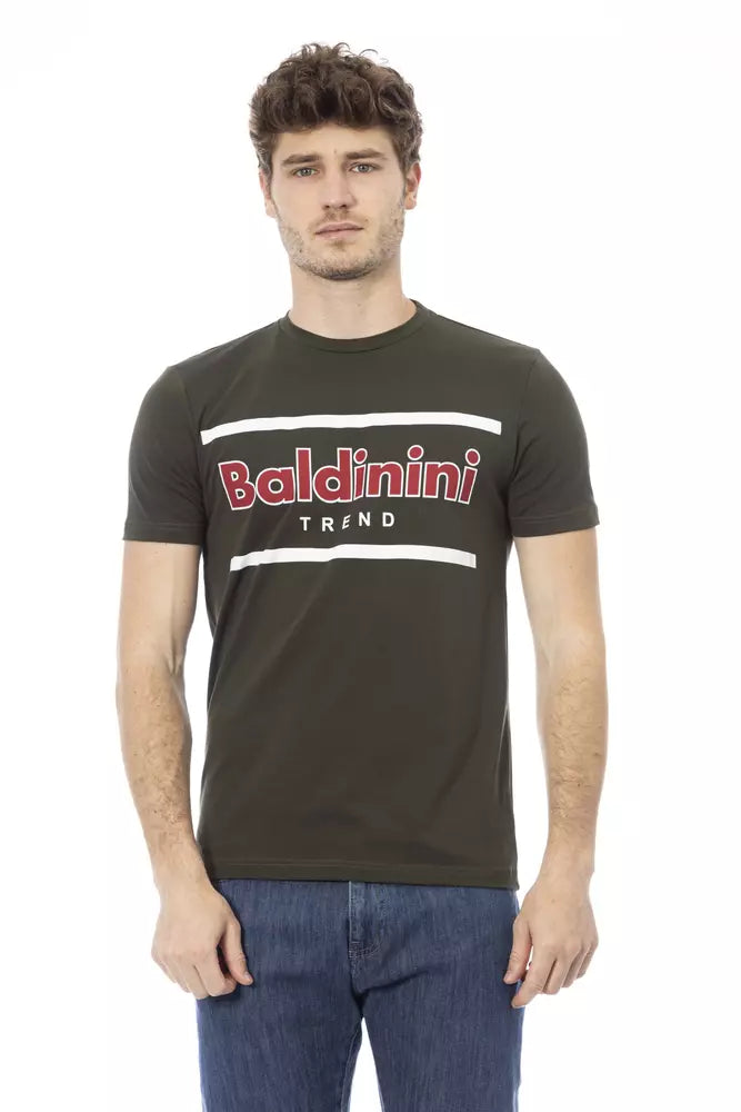 Baldinini Trend Grünes Herren-T-Shirt aus Baumwolle