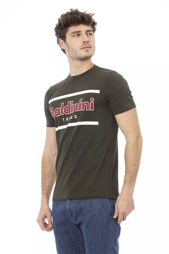Baldinini Trend Grünes Herren-T-Shirt aus Baumwolle