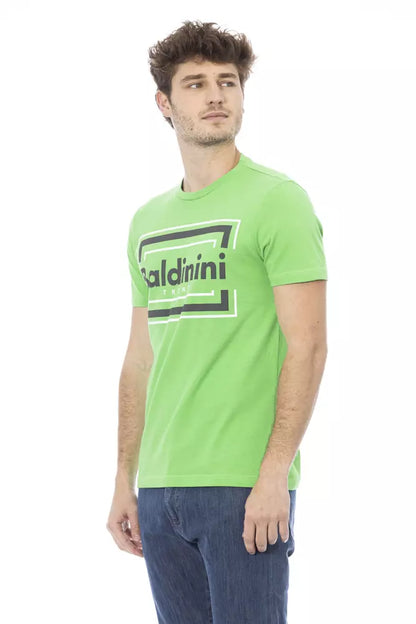 Baldinini Trend Grünes Herren-T-Shirt aus Baumwolle