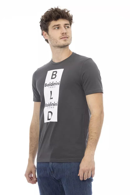 Baldinini Trend Graues Herren-T-Shirt aus Baumwolle