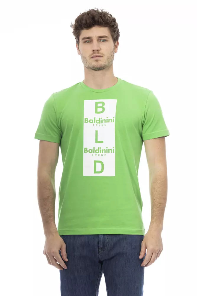 Baldinini Trend Grünes Herren-T-Shirt aus Baumwolle