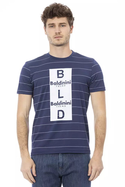 Baldinini Trend Blaues Herren-T-Shirt aus Baumwolle
