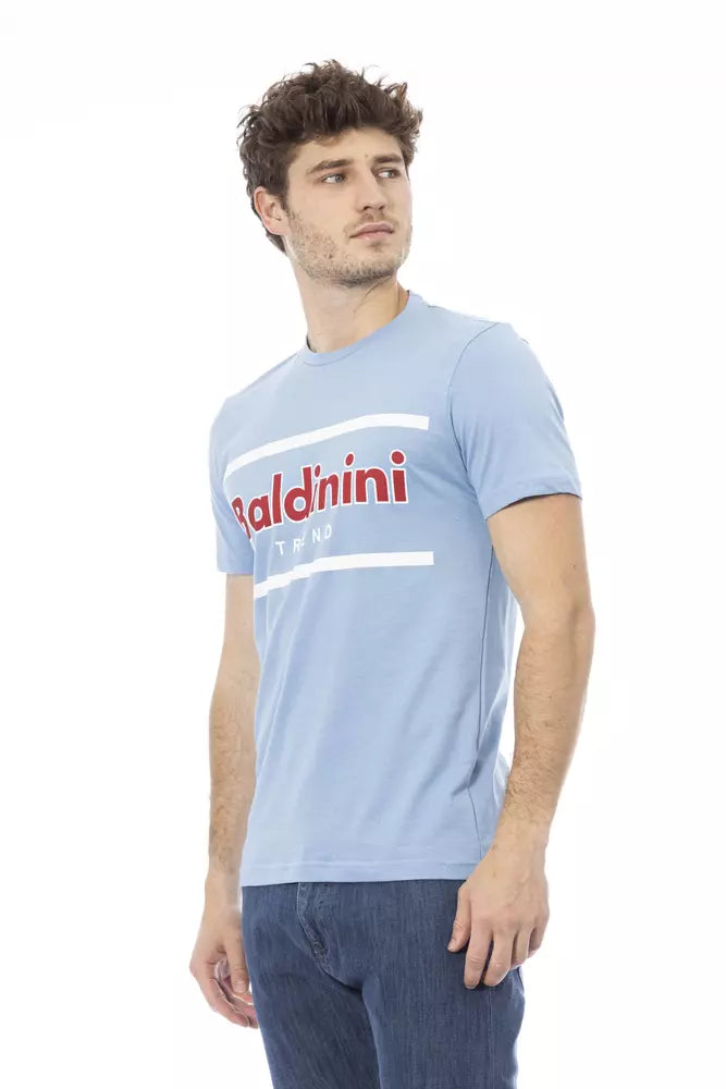 Baldinini Trend Hellblaues Herren-T-Shirt aus Baumwolle