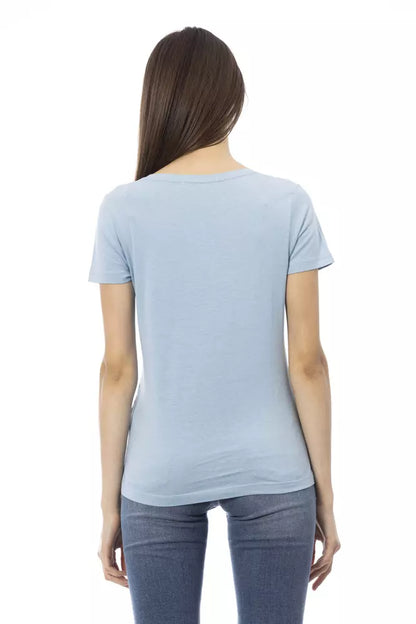 Trussardi Action Hellblaues Baumwoll-T-Shirt für Damen