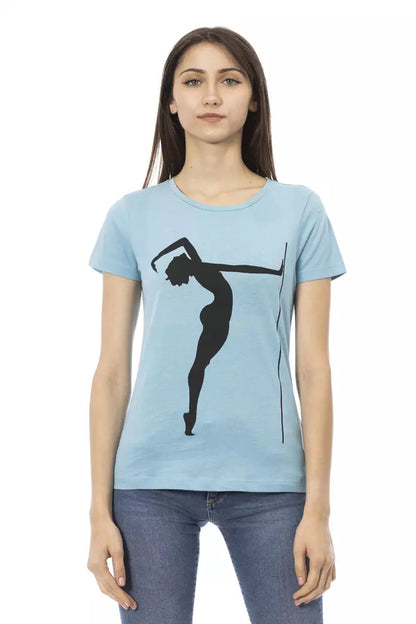 Trussardi Action Hellblaues Baumwoll-T-Shirt für Damen