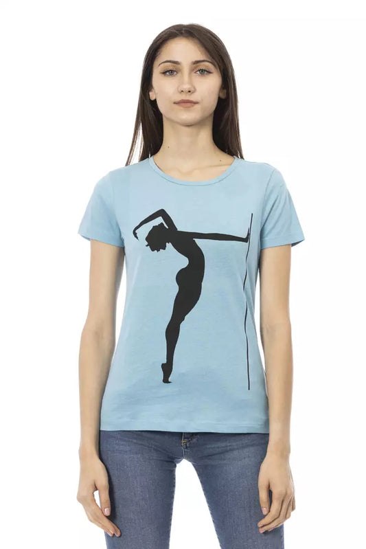 Trussardi Action Hellblaues Baumwoll-T-Shirt für Damen