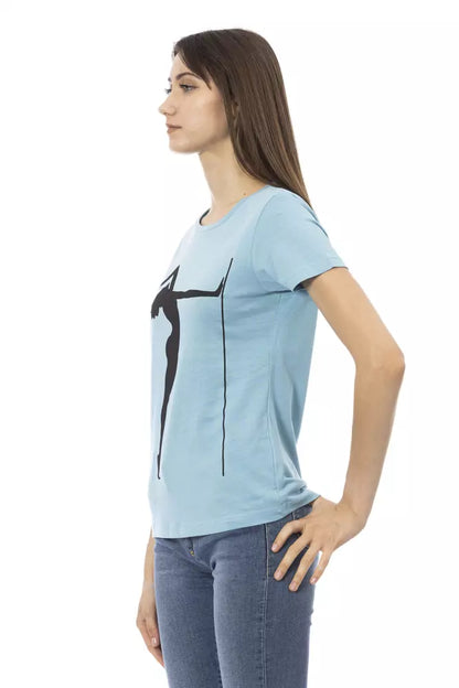 Trussardi Action Hellblaues Baumwoll-T-Shirt für Damen