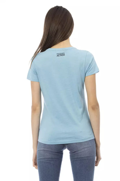Trussardi Action Hellblaues Baumwoll-T-Shirt für Damen