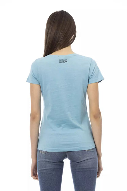 Trussardi Action Hellblaues Baumwoll-T-Shirt für Damen