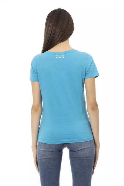 Trussardi Action Hellblaues Baumwoll-T-Shirt für Damen