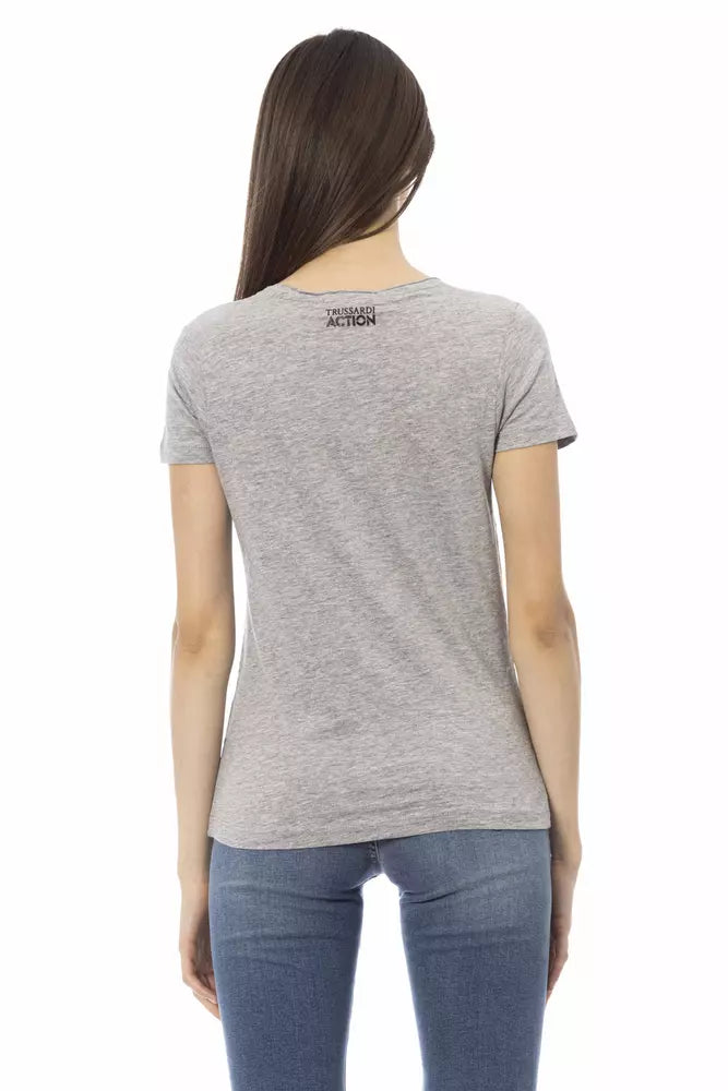 Trussardi Action Graues Baumwoll-T-Shirt für Damen