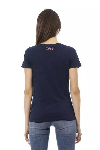 Trussardi Action Blaues Baumwoll-T-Shirt für Damen