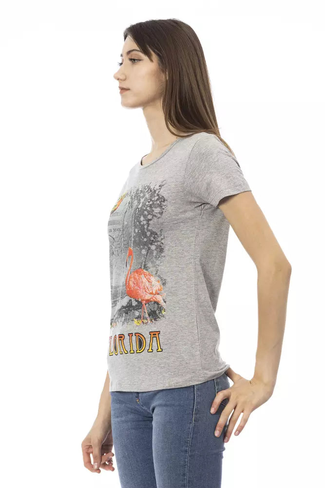 Trussardi Action Graues Baumwoll-T-Shirt für Damen