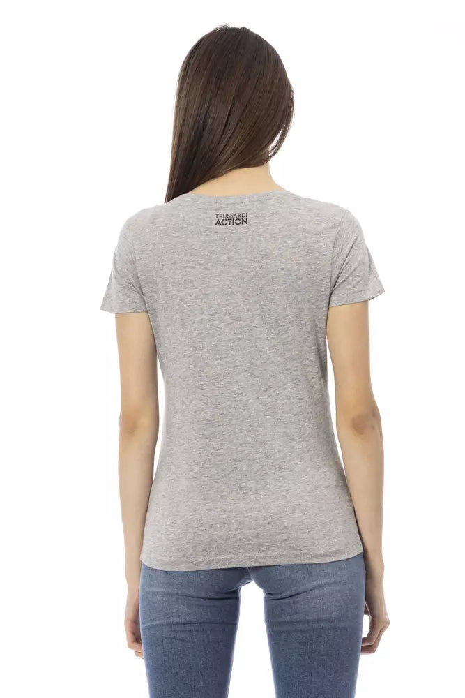 Trussardi Action Graues Baumwoll-T-Shirt für Damen