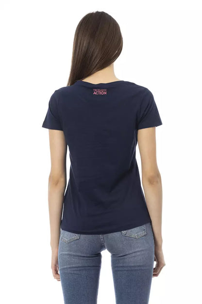 Trussardi Action Chic – Blaues, kurzärmliges T-Shirt mit Rundhalsausschnitt