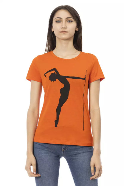 Trussardi Action Orangefarbenes Baumwoll-T-Shirt für Damen