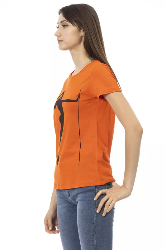 Trussardi Action Orangefarbenes Baumwoll-T-Shirt für Damen