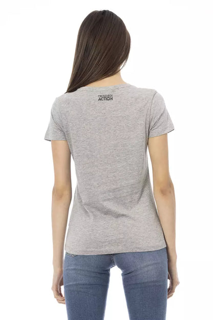 Trussardi Action Graues Baumwoll-T-Shirt für Damen