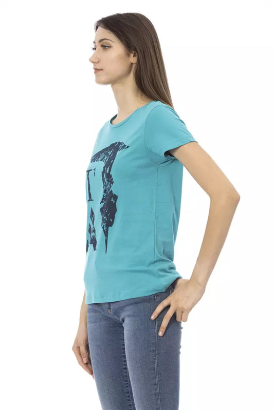 Trussardi Action Hellblaues Baumwoll-T-Shirt für Damen