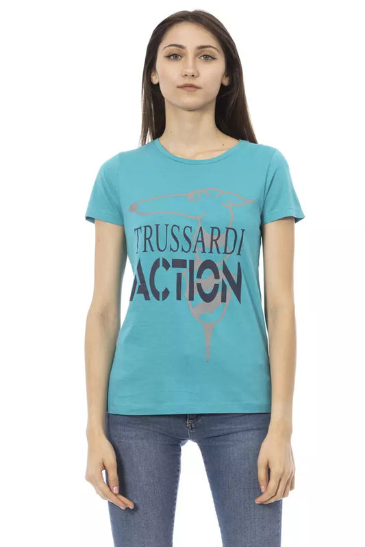 Trussardi Action Hellblaues Baumwoll-T-Shirt für Damen