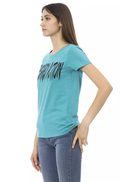 Trussardi Action Hellblaues Baumwoll-T-Shirt für Damen