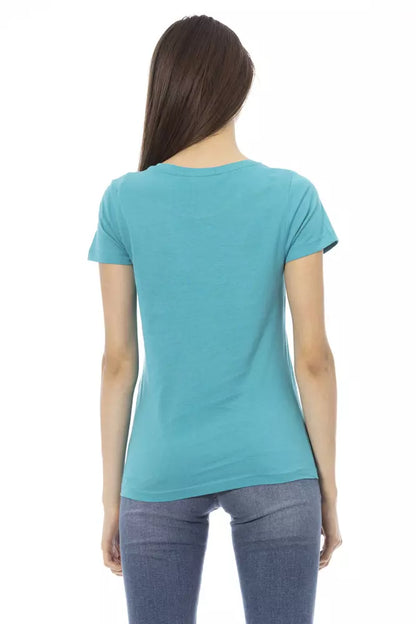 Trussardi Action Hellblaues Baumwoll-T-Shirt für Damen