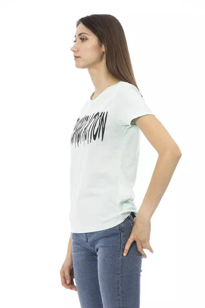 Trussardi Action Hellblaues Baumwoll-T-Shirt für Damen