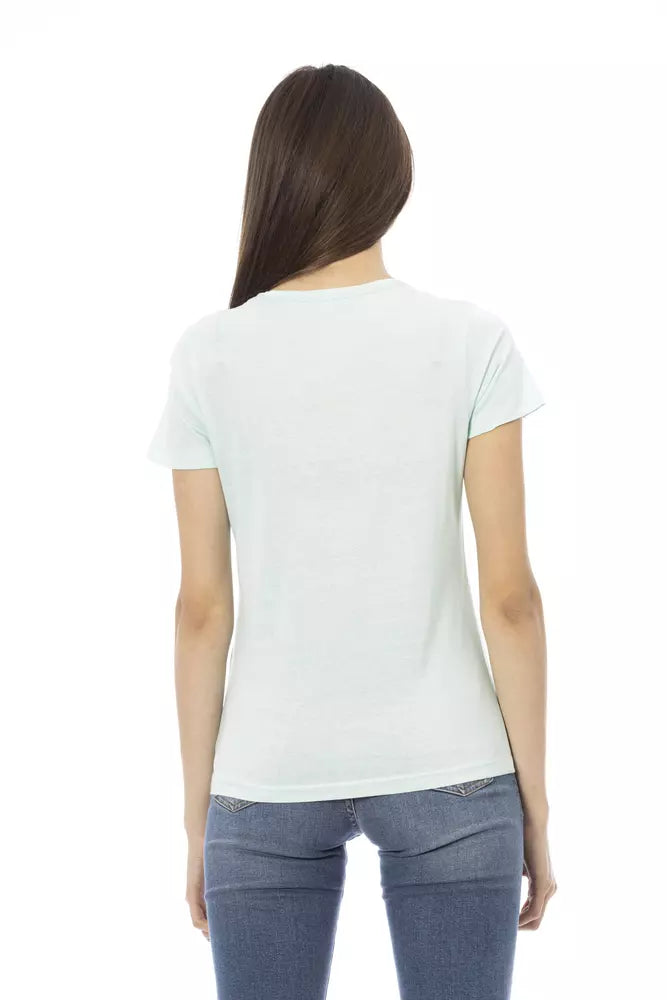 Trussardi Action Hellblaues Baumwoll-T-Shirt für Damen