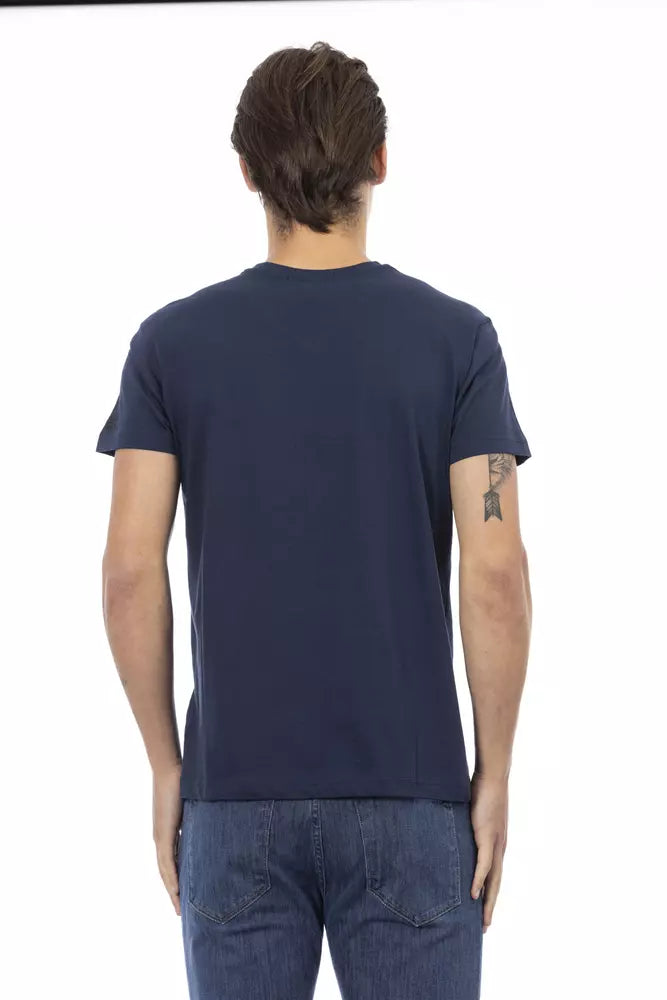Trussardi Action Blaues Herren-T-Shirt aus Baumwolle