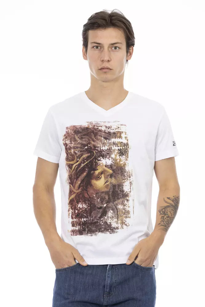 Trussardi Action – Elegantes T-Shirt mit V-Ausschnitt und schickem Frontprint