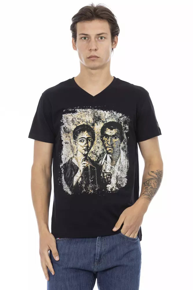 Trussardi Action Schwarzes Baumwoll-T-Shirt für Herren