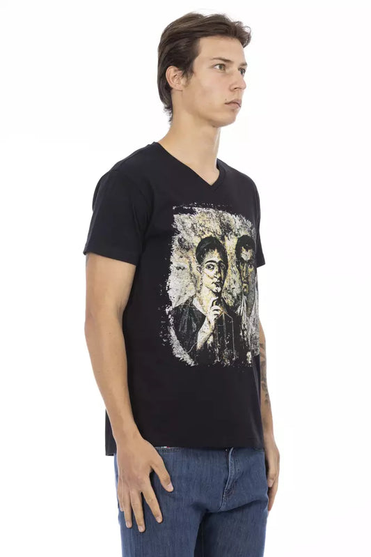 Trussardi Action Schwarzes Baumwoll-T-Shirt für Herren