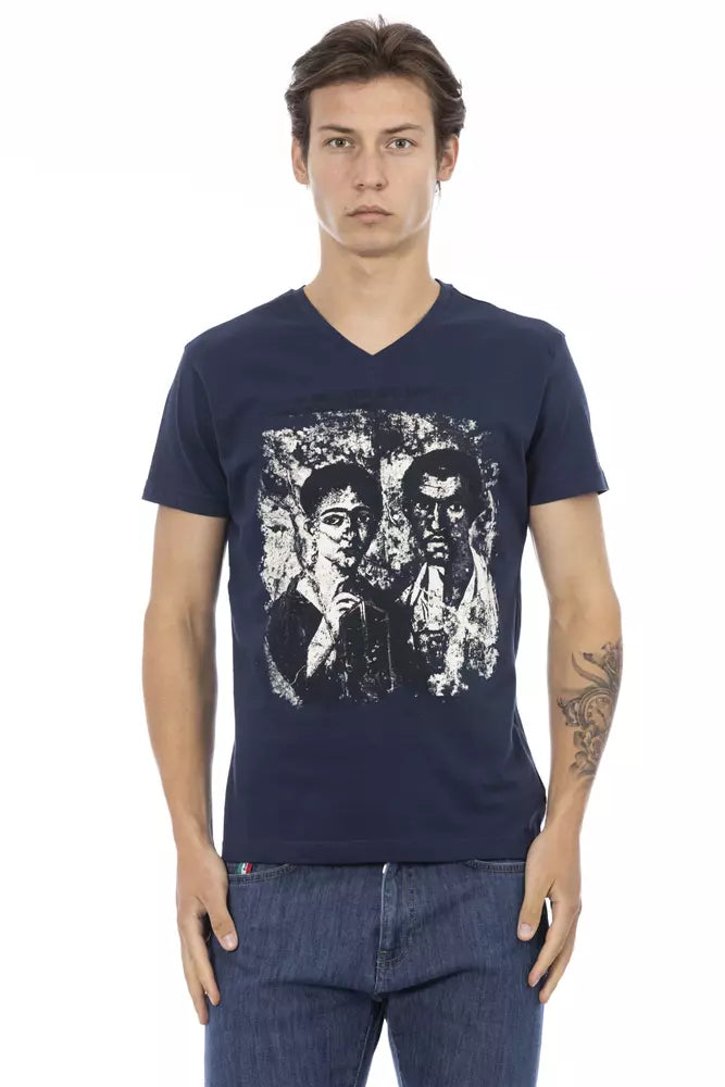 Trussardi Action Blaues Herren-T-Shirt aus Baumwolle