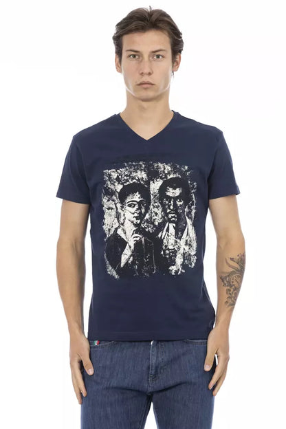 Trussardi Action Blaues Herren-T-Shirt aus Baumwolle