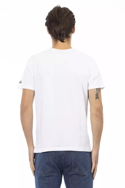 Trussardi Action Herren-T-Shirt aus weißer Baumwolle mit V-Ausschnitt