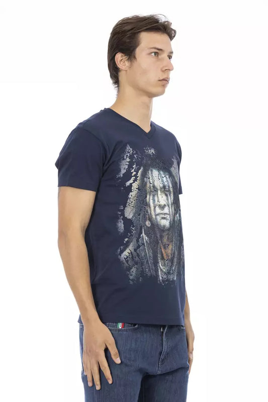Trussardi Action Blaues Herren-T-Shirt aus Baumwolle