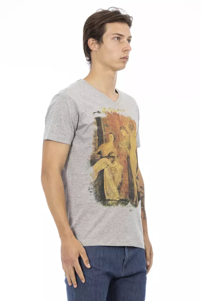 Trussardi Action Graues Herren-T-Shirt aus Baumwolle