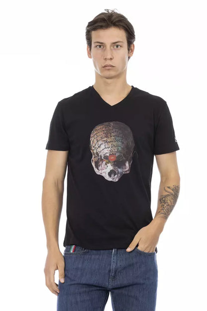 Trussardi Action Schwarzes Baumwoll-T-Shirt für Herren
