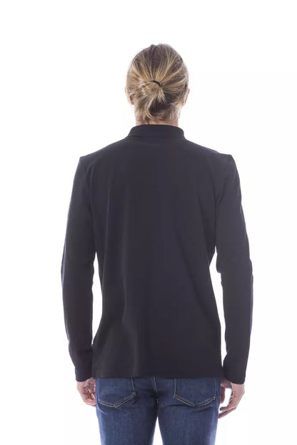 Verri Schwarzes Herren-Poloshirt aus Baumwolle mit langen Ärmeln