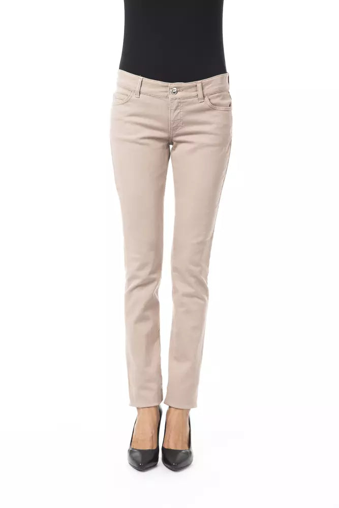 BYBLOS Beige Damen Slim Hose aus Baumwolle
